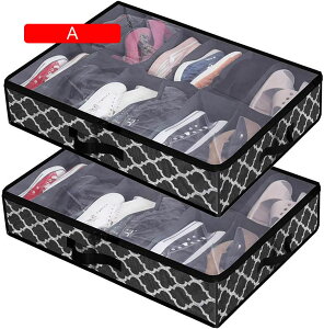 ベッド下靴収納オーガナイザーバッグ 2パック 蓋とジッパー付き 折りたたみ式ベッド下収納容器 ベッド下靴収納ソリューション (Color : C)