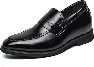 ペニーローファー シークレットシューズ メンズ 合皮 スリッポン 黒 身長アップ 6cmUP 背が高くなる靴 革靴 ビジネスシューズ 結婚式 滑りにくい 出張 宴会 パーティー 結婚式 フォーマル用