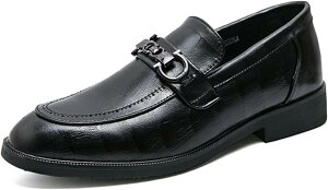 ビットローファー 革靴 メンズ 軽量 PUレザー ビット付き スリッポン スリップオン 素足 ビジネスシューズ 運転靴 短靴 ドレスシューズ 冠婚葬祭 職場用 通勤 カジュアル 走れる 屈曲 防滑 耐