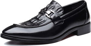 ビットローファー メンズ ビジネスシューズ 革靴 クロコダイル柄 スリッポン クロコ型押し ドライビングシューズ 紳士靴 履き心地良い 通気性 防滑 防水 歩きやすい 仕事 結婚式 大きいサイ