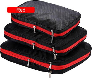 旅行用圧縮袋 スーツケース用圧縮パッキングキューブ 3ピースパッキングキューブ スーツケース用圧縮オーガナイザー 荷物用バッグキューブ 軽量パッキングオーガナイザー 便利旅行圧縮バ