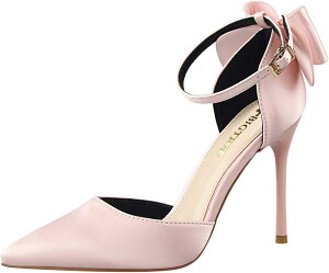 リボン パンプス レディース 10cm ヒール ハイヒール ストラップ パンプス セパレート 大きいサイズ 美脚 ピンヒール ポインテッドトゥ つっかけ ミュール 幅広 大人 おしゃれ 歩きやすい サ