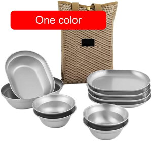 スチールダイニングプレート、キャンプ用食器セット、キャンププレート、ポータブルステンレススチールプレート、アウトドア食器、旅行、キャンプ、ピクニックに最適です。