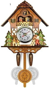 アンティークウッド鳩時計鳥タイムベルスイング目覚まし時計ホームデコレーション 置き時計?掛け時計 (Color : 1)