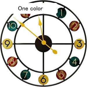 壁掛け時計 掛け時計 大きい 50直径 おしゃれ 電池式 金属 屋内用 ナンバー フレーム ローマ数字 創造的なレトロな装飾時計 北欧シンプル 静音 連続秒針 カラフル 円形時計 かわいい モダン