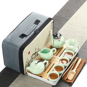 ティーセット 急須 湯呑みセット 急須 セット 茶器 茶皿 茶器乾燥ティートレー 茶こし付き 茶器揃 陶磁茶具セット 旅行 お出かけ用 収納バッグ付き 和風急須