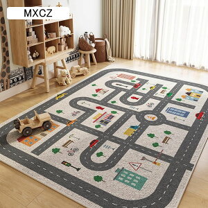 カーペット プレイマット キッズ ゲームパッド アルファベット 線路 知育 マイクロファイバー 大判 センターラグ 滑り止め シンプル 掃除易い 転倒防止 足元マット 居間 民泊 室内用 屋内 四