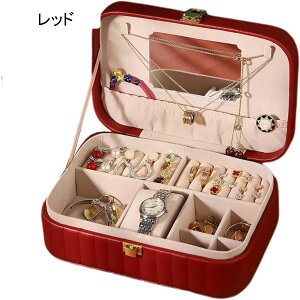 ジュエリーボックス アクセサリーケース 鏡付き ジュエリー収納 宝石箱 ミニ 携帯用 おしゃれ コンパクト 持ち運び 小物入れ ピアス ネックレス リング 指輪置き 女の子 女性用 ピンク