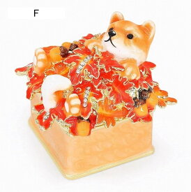 ジュエリーボックス ミニドッグ小物入れ クリスタル動物像 ジュエリーオーガナイザー ボックスネックレス
