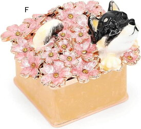 ジュエリーボックス ミニドッグ小物入れ クリスタル動物像 ジュエリーオーガナイザー ボックスネックレス