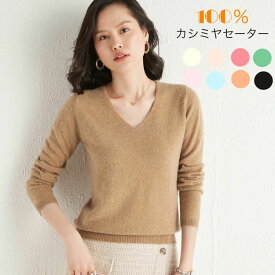 100% カシミヤ Vネックセーター ウールセーター レディース ニット 無地 シンプル 長袖 春秋夏 カシミヤ100％ S M L XL 2XL