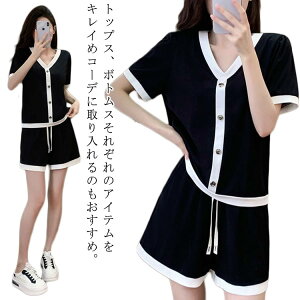 レディース ショートパンツ 上下 上下セット トップス 2点セット ジャージ スウェット 半袖 かわいい 春服 夏服 薄手 可愛い ボ