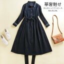 大人可愛い ゆったり おしゃれ カジュアル 大きいサイズ 長袖ワンピース ロングシャツ 襟付き 刺繍 Aライン ロング ワンピース