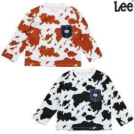 Leeリーキッズカウプリント ポケットTシャツ 長袖80-100cm2022秋冬LK0784