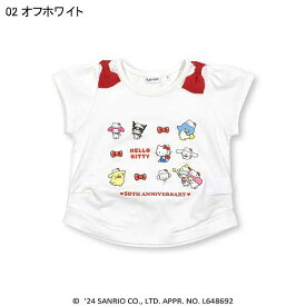 SLAP SLIP スラップスリップ【ハローキティ50周年記念】肩リボンサンリオキャラクターズプリントTシャツ80-140cm2024春夏1815-63228