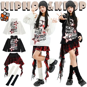 女の子 チア チアガール キッズ ダンス衣装 セットアップ 白色 黒色 ゆったり かわいい 洋服 上下セット 肩だし トップス 赤 チェック柄