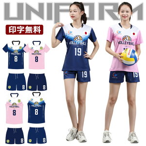 プリント無料!女子バレー ユニフォーム バレーボール 背番号 アイロン 高校生 コスチューム 男子 バレーボール ウエア 中学校 高校 バレー部 大学 シャツ 名入れ 半袖 パンツ セット 番号