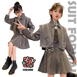 卒業式 スーツ 女の子 卒服 韓国 なんちゃって制服 セット 入学式 スーツ 女の子 ピアノ発表会 七五三 フォーマル 小学生 中学生 高校生 シャツ ネクタイ プリーツスカート キッズ ジュニア