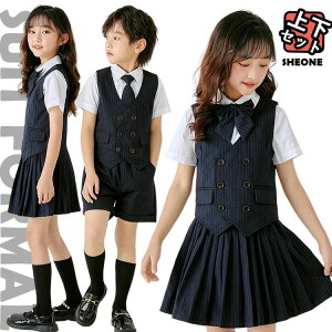 ピアノ発表会 男の子 女の子 パンツスーツ 小学生 入学式 卒業式 スーツ 韓国 卒服 フォーマル キッズ 演奏会 半袖 ベスト tシャツ 靴下 スカート パンツ ジュニア ネイビー 5点 6点セット お