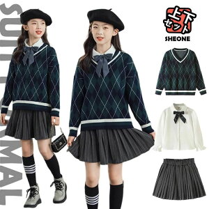 卒業式 スーツ 女の子 小学生 韓国 制服 セーター スカートスーツ フォーマル 韓国 セット 子供服 スーツ 女の子 卒服 白シャツ キッズ 演奏会 長袖 レディース ジュニア 入学式 入園式 発表