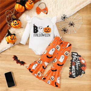 ハロウィン ベビー ハロウィン 1歳 2歳 女の子 ハロウィーン衣装 女の子 トップス パンツ ヘアバント 3点セット ハロウィン コスプレ