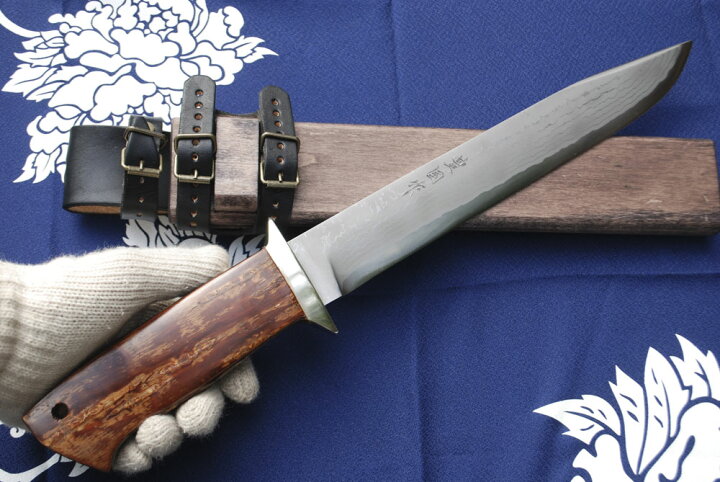 楽天市場】【豊国作】土佐鍛カスタム剣鉈235 ダマスカス15層青2鋼 桜巻 
