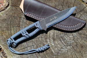 アウトドアナイフ:MASANO 白鋼 【パラシュートコード グレー】 皮ケース【晶之作】★剣鉈 土佐刃物 ソロキャンプ アウトドア 狩猟 ナイフ★