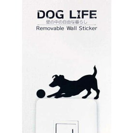 犬 ウォールステッカー 【DOG LIFE+　ジャックラッセルテリア（ボール）】 いぬ ステッカー 犬 雑貨　犬シール　インテリア 壁 シール　Wall Story ウォールストーリー グッズ