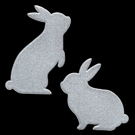 動物 蒔絵シール【Love animal ウサギA（2匹) 銀 55mm】うさぎ ウサギ 雑貨 ケータイ スマホ iPhone デコ ステッカー かわいい　ワンポイント ラビット