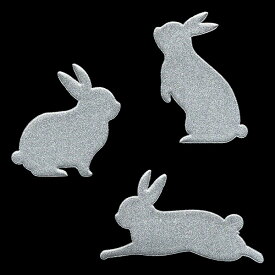 動物 蒔絵シール【Love animal ウサギB（3匹） 銀 55mm】うさぎ ウサギ 雑貨 ケータイ スマホ iPhone デコ ステッカー かわいい　ワンポイント ラビット