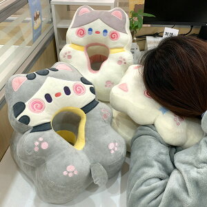 涼しい お昼寝枕 うつ伏せ デスク まくら うつ伏せ寝枕 動物デザイン 猫 抱き枕 昼寝 机 オフィス デスク枕 人気 携帯枕 可愛い 柔らかい 快適 携帯便利 デスク用クッション デスクピロー 抱
