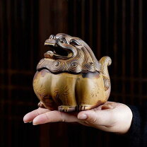 楽天市場】お香立て 中国古代の神獣 獅子 ユニークな表情 手作り 陶器 
