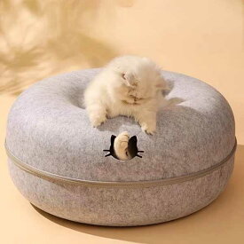矯正フェルト猫 巣 猫 窓 ドーナツ 楽しいインタラクティブ おもちゃ トンネル分割可能 二層複合構造 ユニバーサルキャットベッド