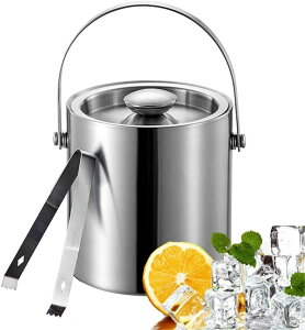 居酒屋 アイスペール 2L/3L 業務用 旅館 シャンパン アイスバケットステンレス ハンドル付き 料亭 飲食店 大容量 ボトル 溶けない 氷入れ 真空断熱 パーティー食器 クリップと蓋付き持ちやす