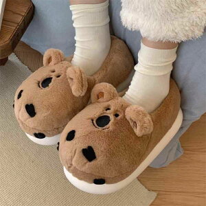 スリッパ サンダル もこもこ 冬 韓国 コットン レディース メンズ かわいい クマ柄 保温性 滑りにくい 室内 EVA