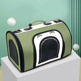 車載 すり傷防止 耐久性 防水 軽便 犬携帯包 猫携帯包 宇宙船カプセル型ペットバッグ 通気性 外出バッグ シンプル 機能性 収納付 犬用 M 猫用 ショルダーバッグ グリーン ペットバッグ ペット