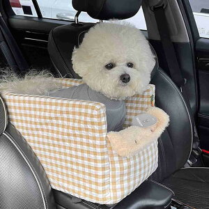 犬用ベ クッション ソフト 滑り止め アームレスト 車酔い防止 飛び出し防止 M 超小型犬 小型犬 イエロー 水洗い可能 座席シート 2WAY ドライブベッド 犬 猫 ペット用 車用 ドライブボックス