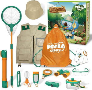 学習玩具 教育道具 子供 双眼鏡/昆虫飼育箱/懐中電灯/虫取り網/帽子//収納バック付き(13点セット) 豪華セット 知育玩具 子供のおもちゃ 自然観察 昆虫観察キット アウトドア 自然観察 冒険