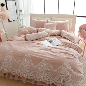 可愛い レース ベッド用品 グレー シングル 姫系 パープル セミダブル ベッドスカート 布団カバーセット 敷きカバー 掛け布団カバー オフホワイト ブルー 3点セット 韓国風 ダブル 全7色 コットン ピンク 綿100％ 4点セット 寝具カバーセット