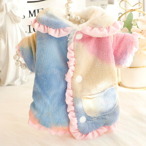 犬 服 秋冬 厚手 猫 姫 タイダイ カラー コットンジャケット 保温 柴犬 小型犬 中型犬 ペット 超かわいい