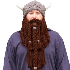 ニット帽子 口髭 付き 牛の角 ハロウイン クリスマス コスチューム メンズ レディース 面白い 暖かい コスプレ 仮装 パーティー グッズ プレゼント