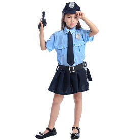 子供 警察官 コスプレ ハロウィン 仮装 ポリス お巡りさん 警察服 制服 キッズ コスチューム 女の子 手錠 おもちゃ 5点セット 演劇 イベント パーティー 演出服 舞台服 学園祭 文化祭
