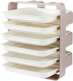 キッチン収納ラック 多機能キッチンバット 食材の下処理 盛り付け 万能トレー お皿 バット 6枚トレー付きカゴ キッチンツール 下ごしらえ 下準備 料理準備 お手入れカンタン 料理重ね合わせキッチンのスペースを節約 壁に取り付けられた積み重ね可能な食品貯蔵 (コーヒー色 6