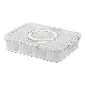 【スーパー SALE店舗自割引】コンパートメント食品容器スナック容器、密閉蓋ハンドル付き、冷蔵庫オーガナイザービン、キッチンキャビネットフルーツ用 8グリッド