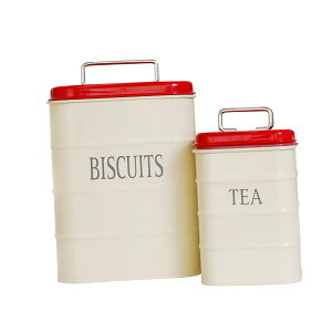 キッチンキャニスター パンボックス 2個 蓋付きパンホルダー 収納ジャー パン箱 キッチンカウンター コーヒーショップ ファームハウス フード用 赤