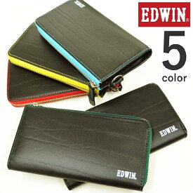 【EDWIN エドウィン】L字ファスナー 長財布 ボンデッドレザー メンズ レディース カジュアル シンプル ステッチ 再生革 プレゼント 誕生日 ギフト ブランド 送料無料【0510598】