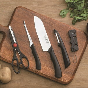 中村孝明 包丁とはさみ5本セット「万能包丁」「バケットナイフ」「薄型ピーラー」「キッチンバサミ」「ミニシャープナー」{送料無料}