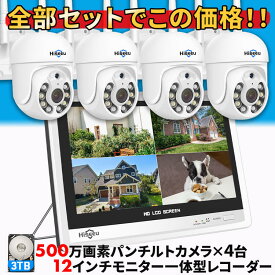 防犯カメラ ★ 屋外 家庭用 楽天1位★ 防犯カメラ屋外 ワイヤレス 工事不要 4台 セット 録画機能付き 500画素 パンチルト PTZ 首振り Wi-Fi 監視カメラ ネットワークカメラ 防犯 カメラ 高画質 防水 屋内 防水 【返金保証】【RE】