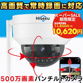 防犯カメラ 屋外 野外 家庭用 ドーム型 パンチルト 高画質 500万画素 小型 屋外用 屋内 小型カメラ 防犯 カメラ 録画 長時間 防水 玄関 ワイヤレス wifi Wi-Fi 工事不要 監視カメラ 室内 常時録画 スマホ 連動 【返金保証】 [WHC905]