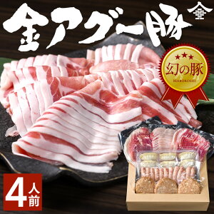 幻の豚 金アグー豚 沖縄でしか生産されていない貴重な豚肉のセット 約4人前 11,000円 ギフト ロース250g バラ250g 赤身肉（ウデもしくはもも）250g ハンバーグ（4個） ソーセージ（12本入） 餃子